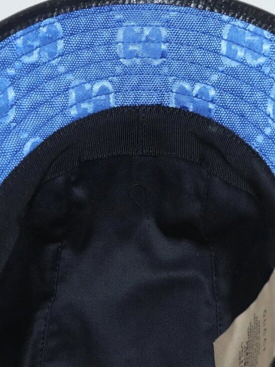 GUCCI GG Canvas Off The Grid Bucket Hat M Blue 627115 Auth main image 8